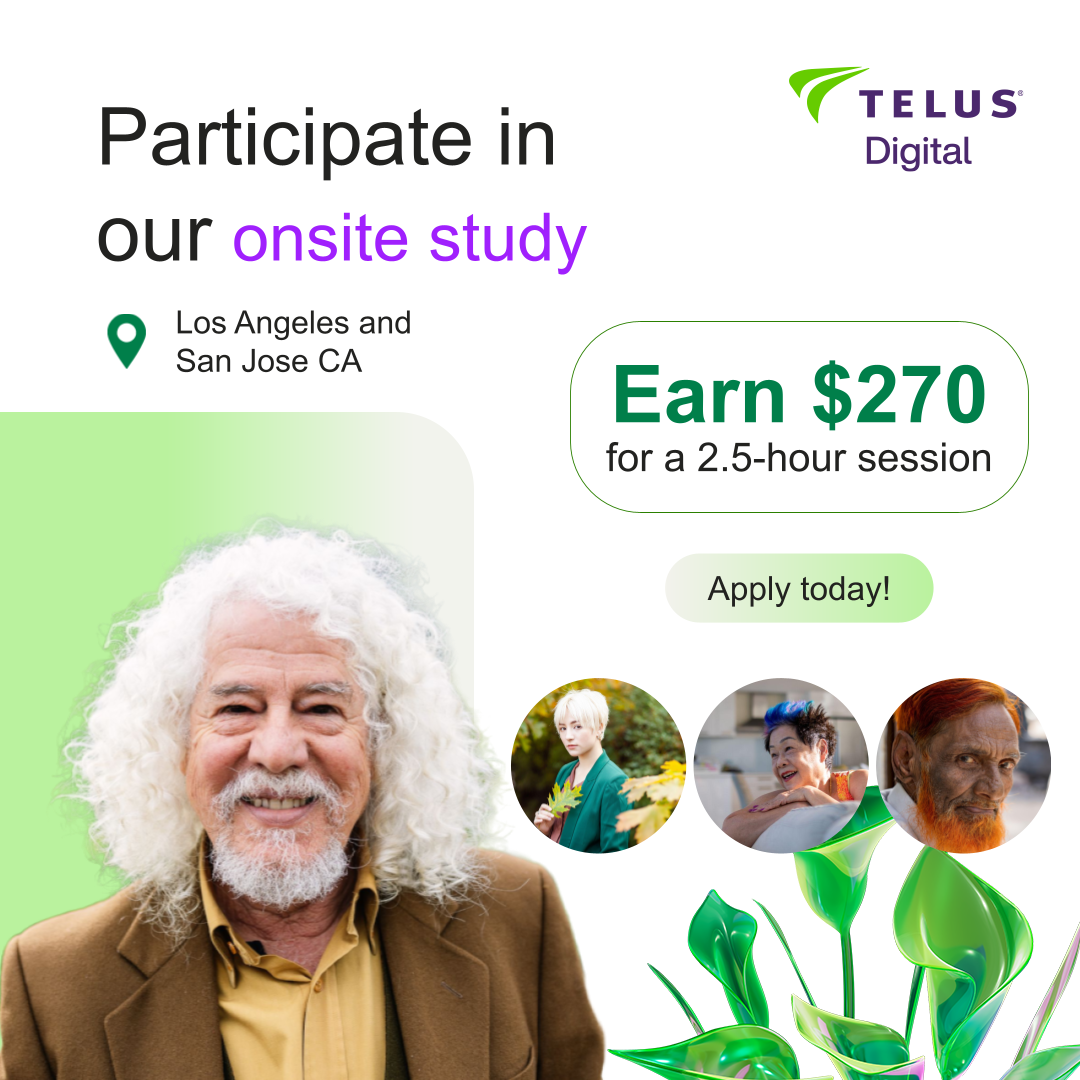 Onsite Research Study in LA & San Jose, CA (Freelance)