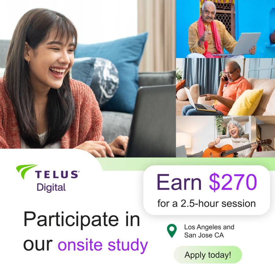 Paid Onsite Research Study in Glendale, Los Angeles & San Jose CA